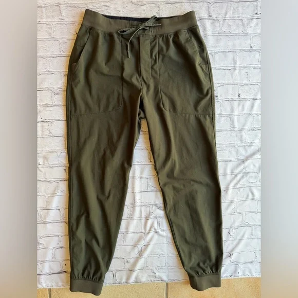 Lululemon Men's ABC Jogger Pants Olive Large Pull On Athletic Zip Pockets EUC - Picture 1 of 16